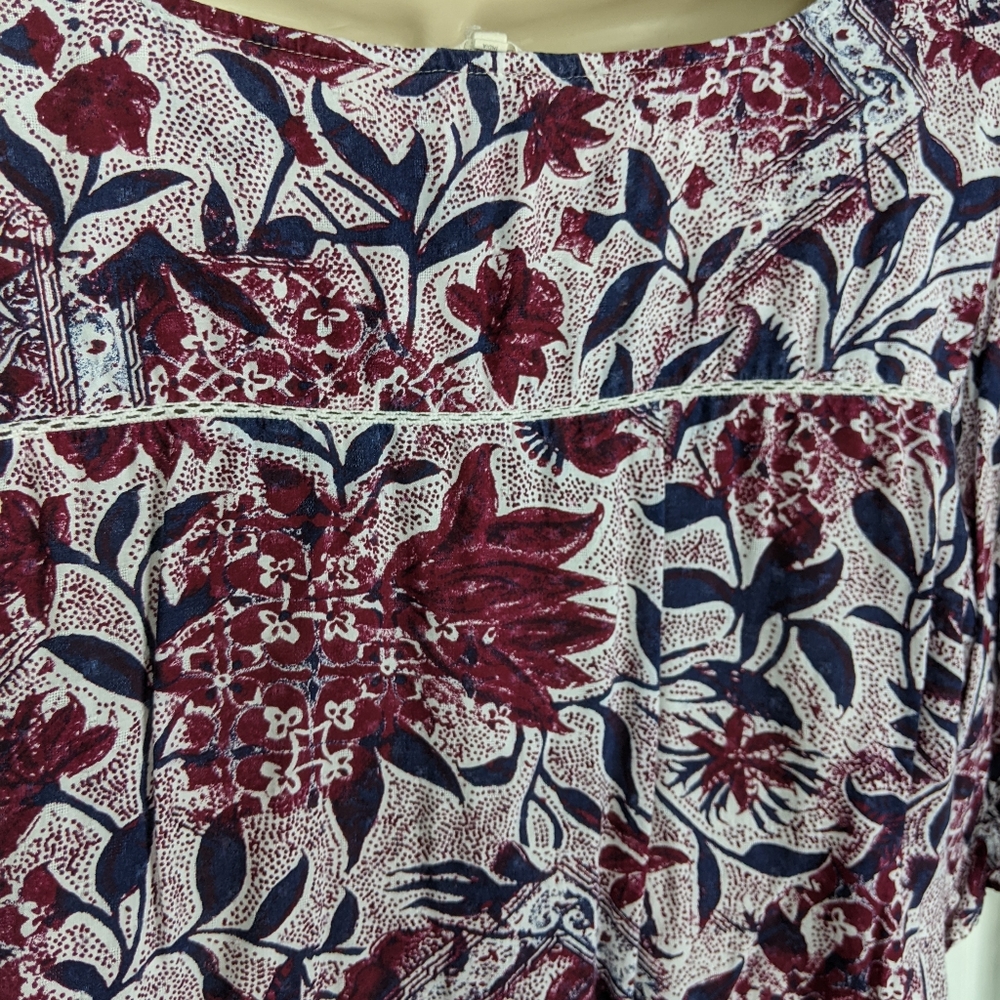 LUCKY BRAND Gauzy Floral Top Sz L - Picture 9 of 13